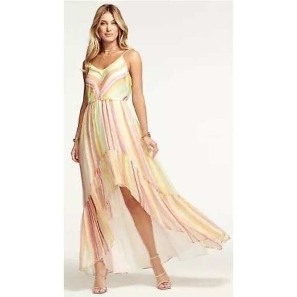 Ramy Brook Dress Small Hi Lo Pink Striped Sleeveless NWT - Picture 1 of 12